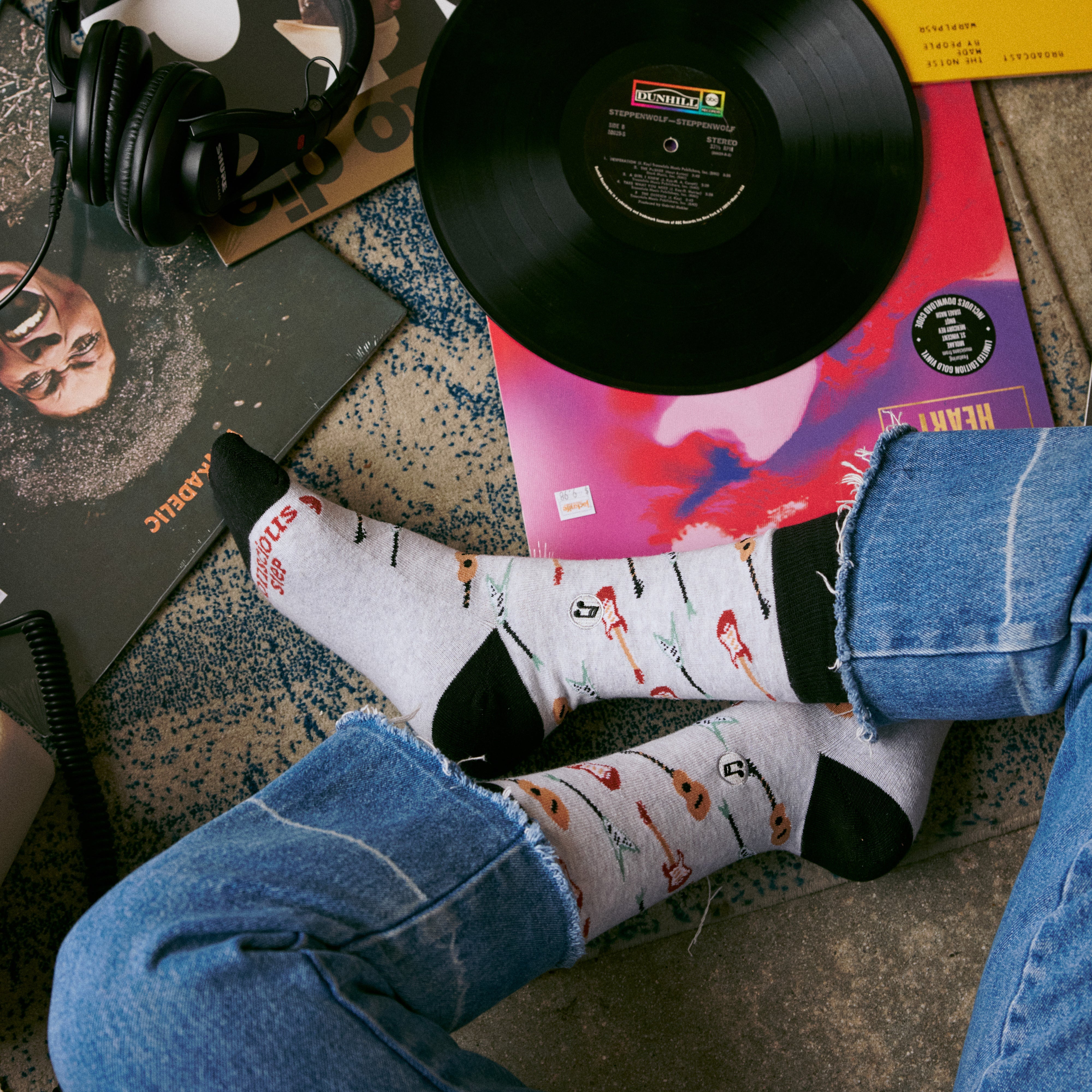 Support Music Gift Box — organic cotton crew socks with piano, guitar & music note designs