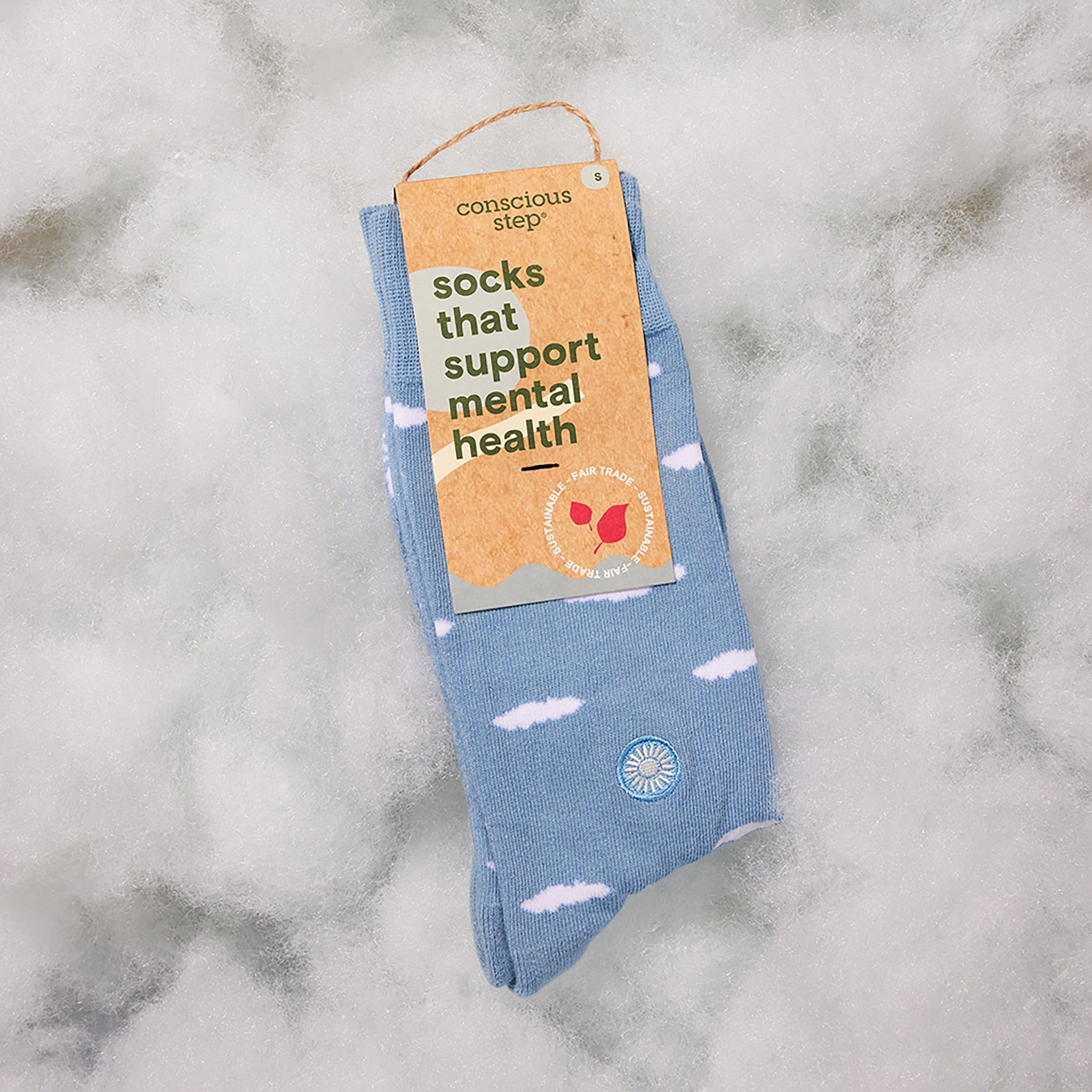 Close-up of cloud sock pattern — Conscious Step