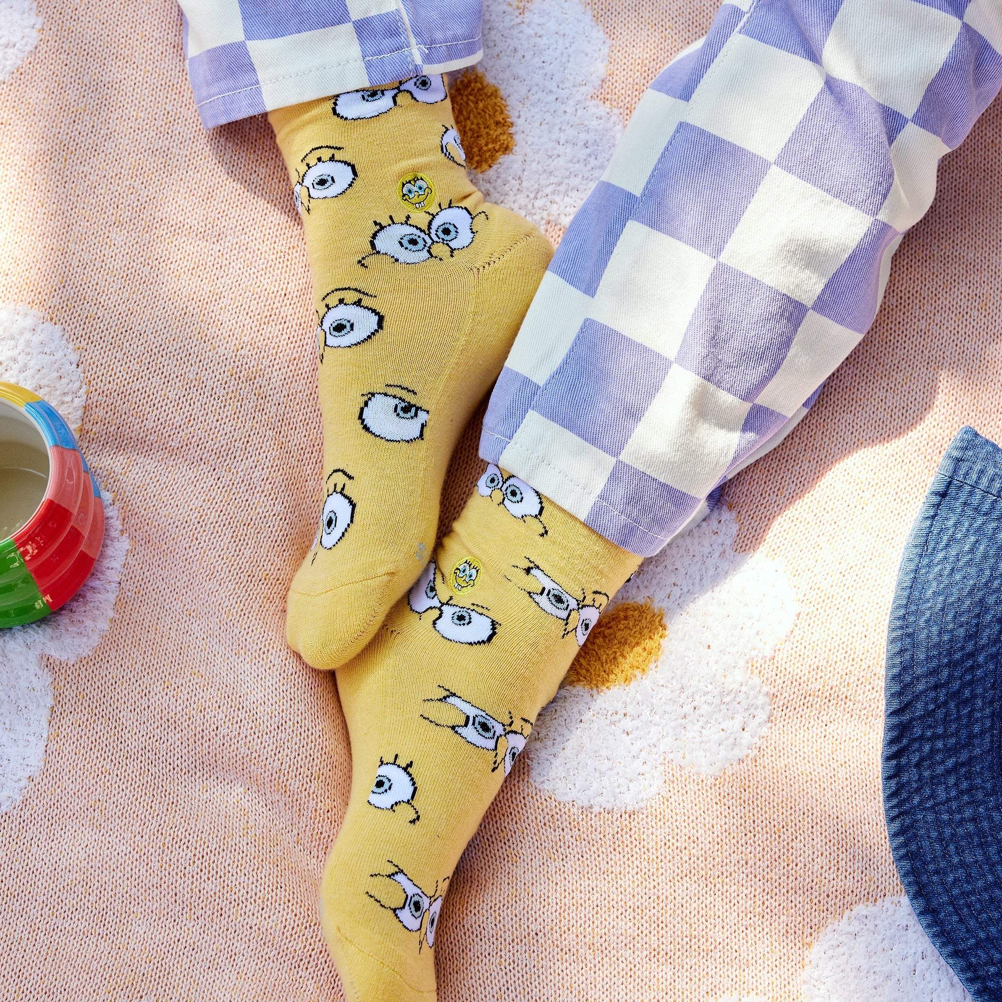 Close-up of SpongeBob sock design — Conscious Step