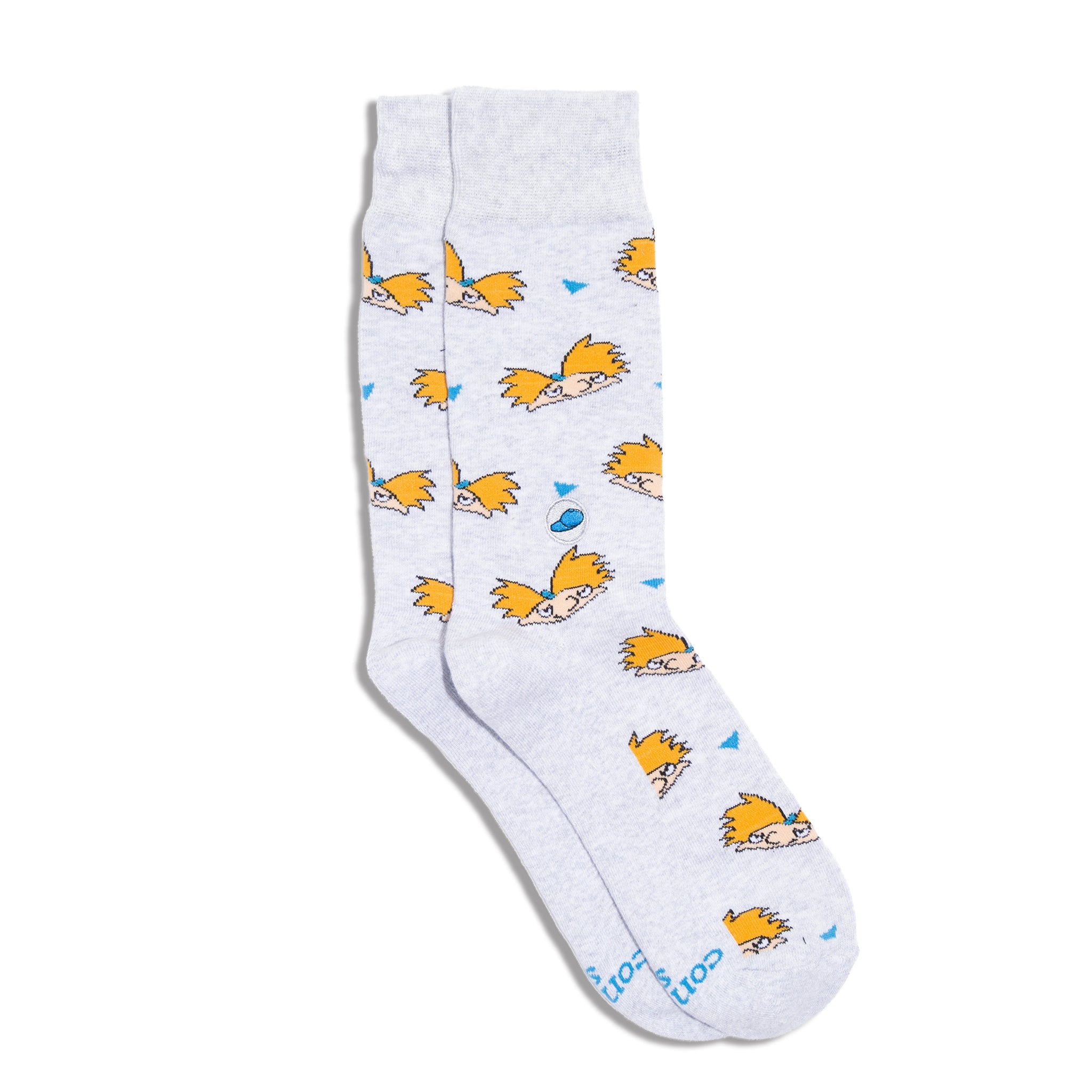 Hey Arnold Socks by Conscious Step — gray organic cotton crew socks, Give Books