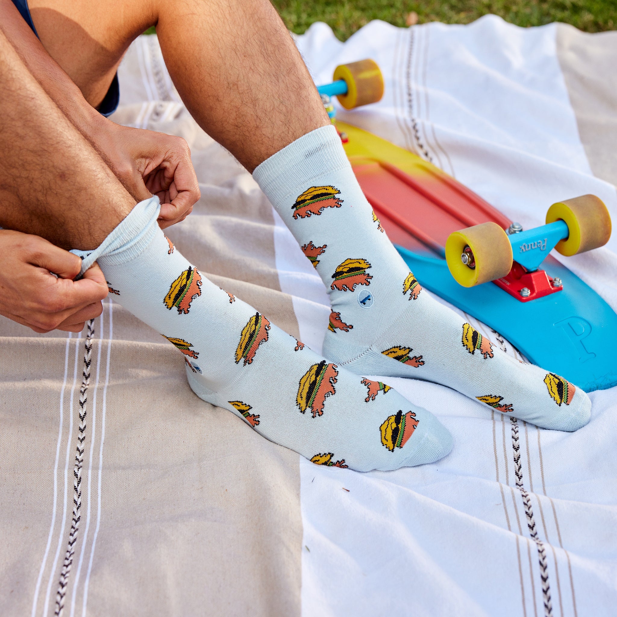 Close-up of Rocket Power sock design — Conscious Step