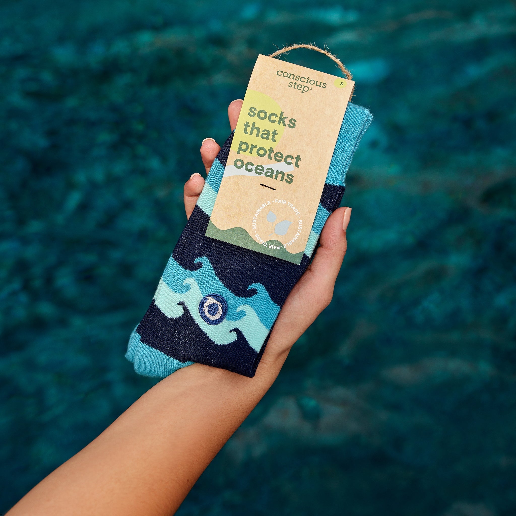 Close-up of wave sock pattern — Conscious Step