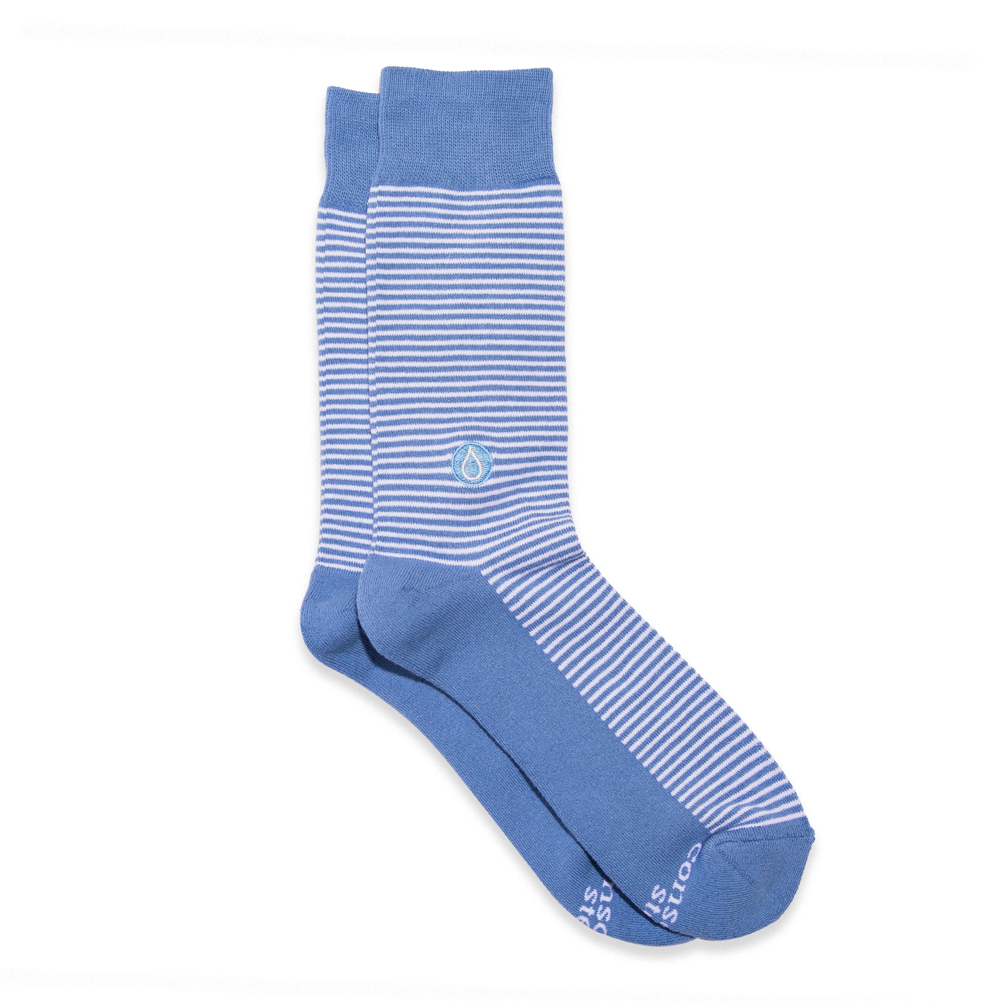 Socks that Give Water by Conscious Step — blue and white striped organic cotton crew socks