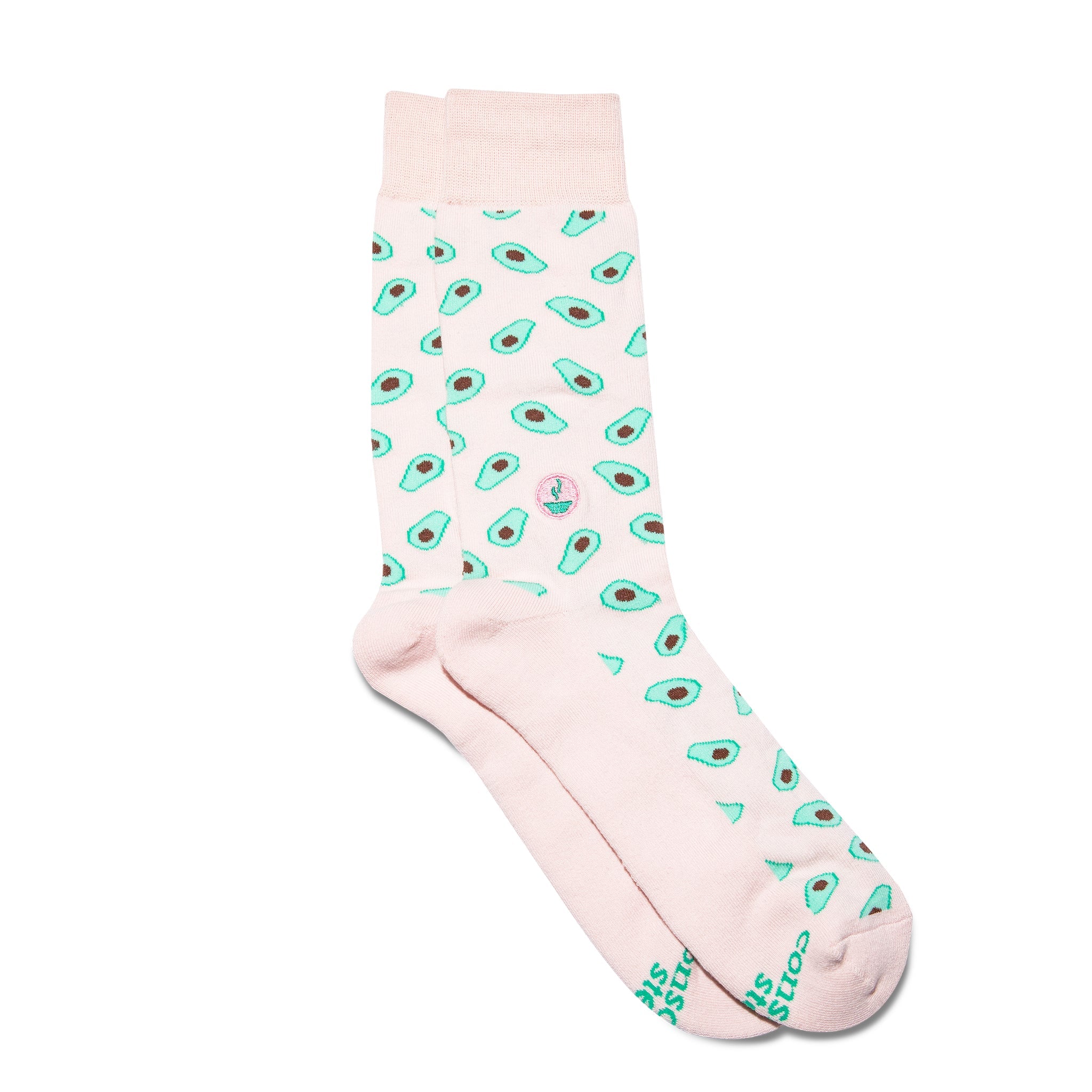 Socks that Provide Meals by Conscious Step — pink and green avocado organic cotton crew socks
