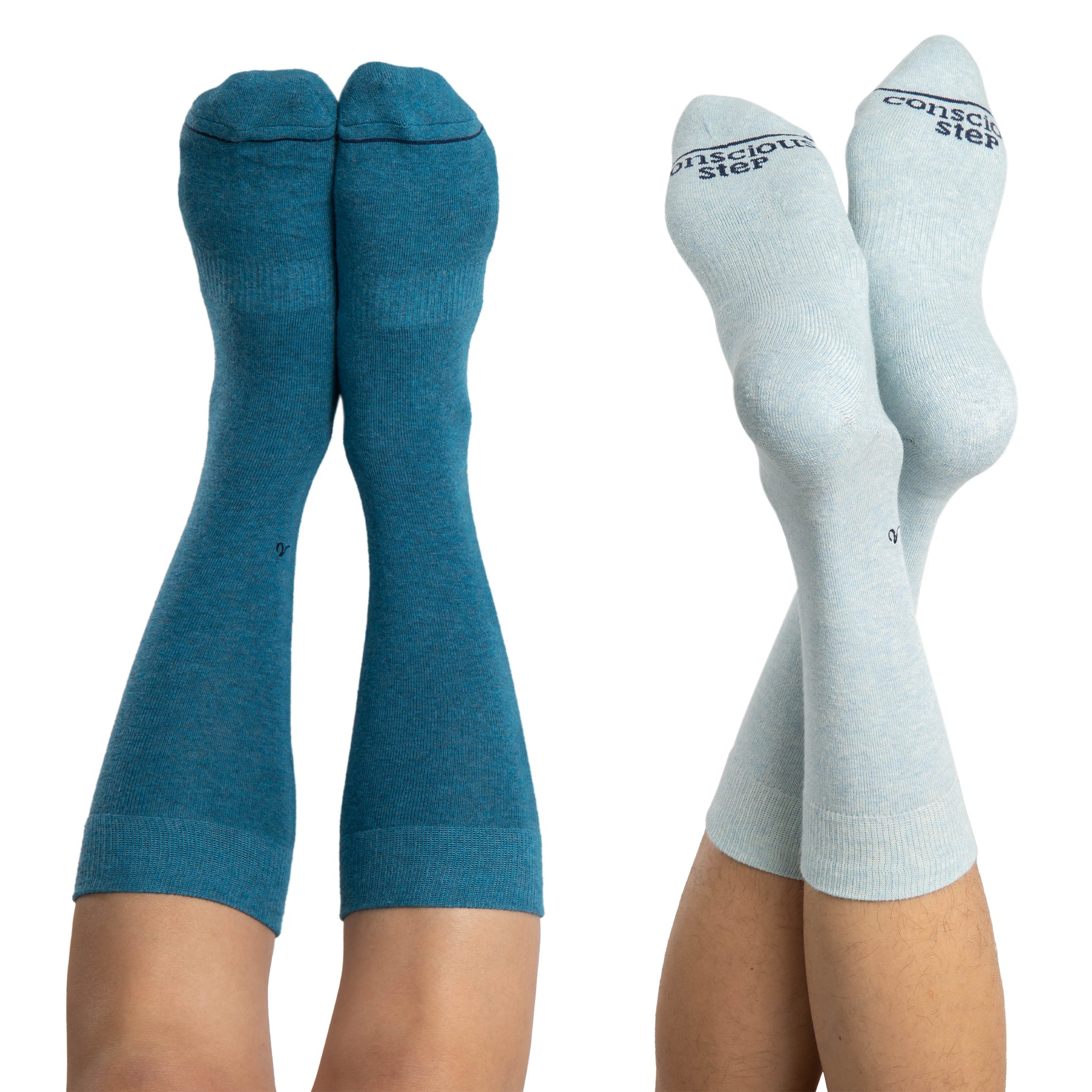 Socks that Protect Oceans 3-pack — organic cotton socks in ocean blues, wave embroidery