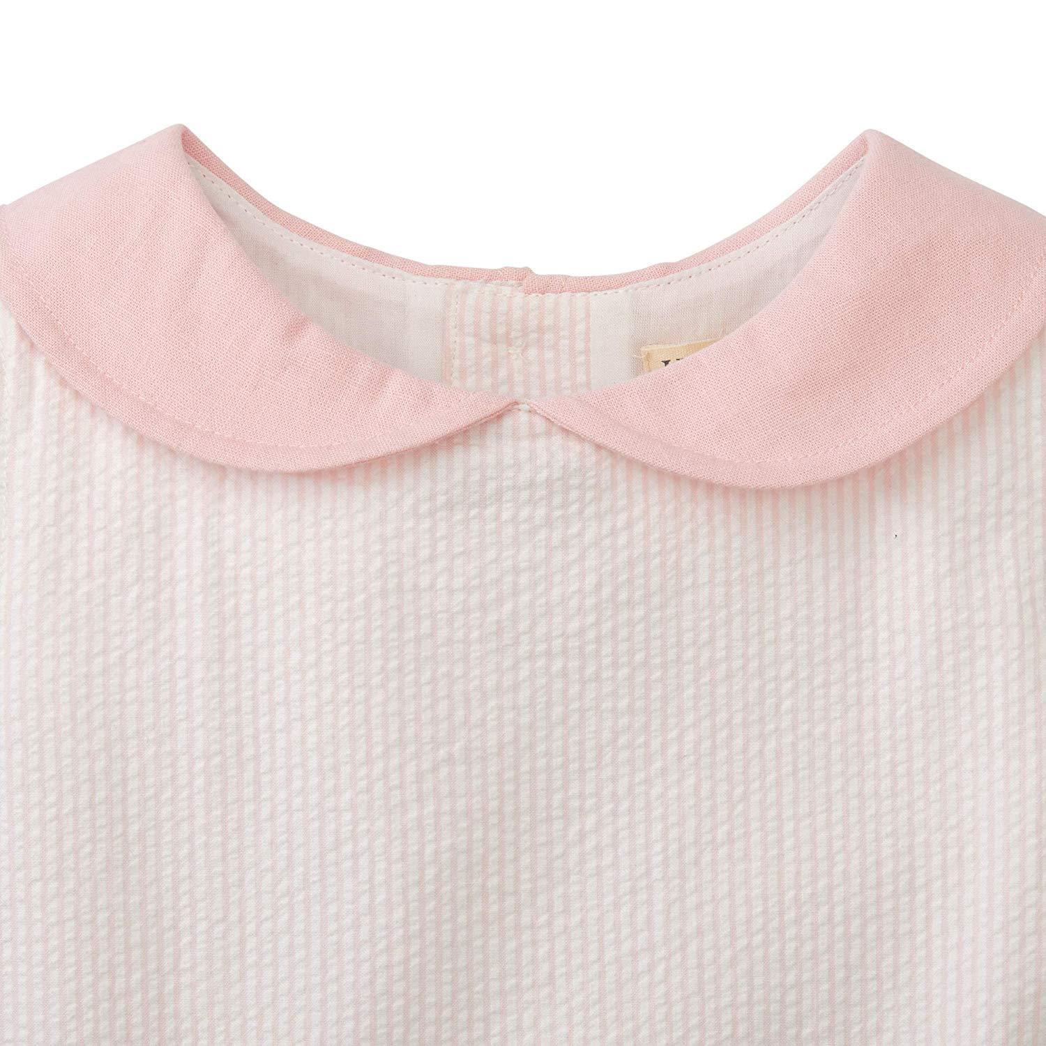 Seersucker Peter Pan Collar Dress Light Pink