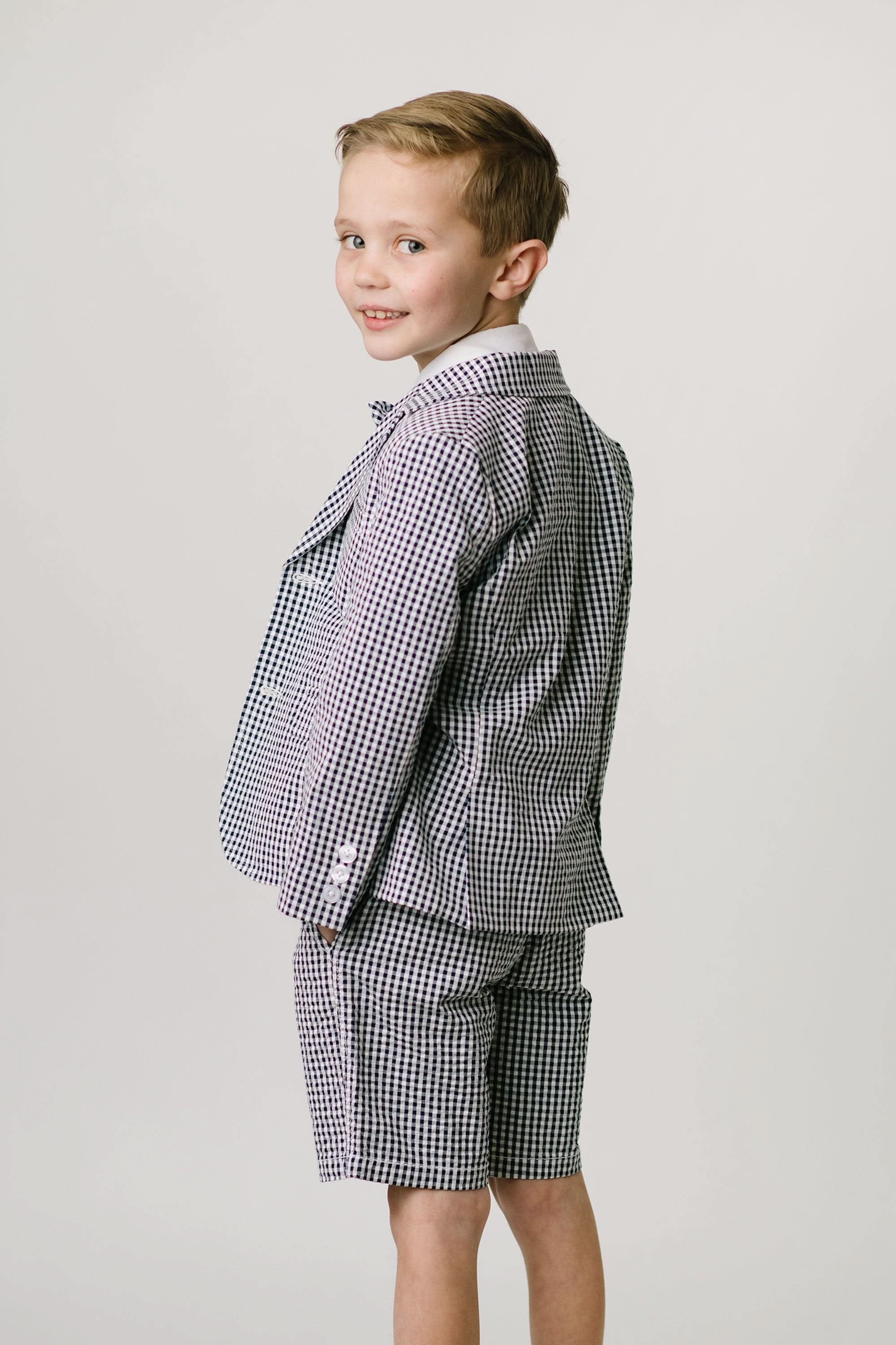 Seersucker Suit Jacket Navy Gingham