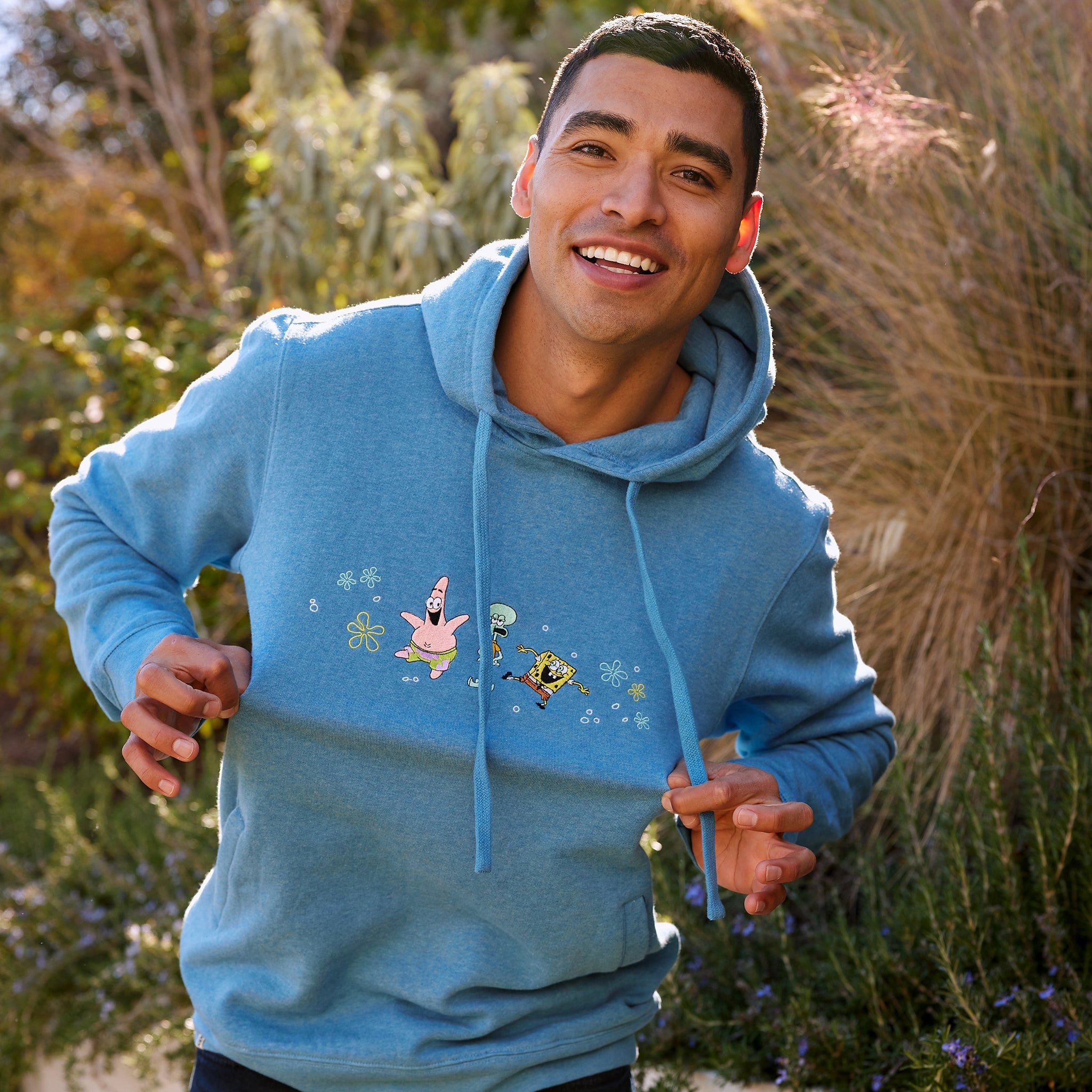 SpongeBob hoodie in Bikini Bottom blue by Conscious Step — organic cotton