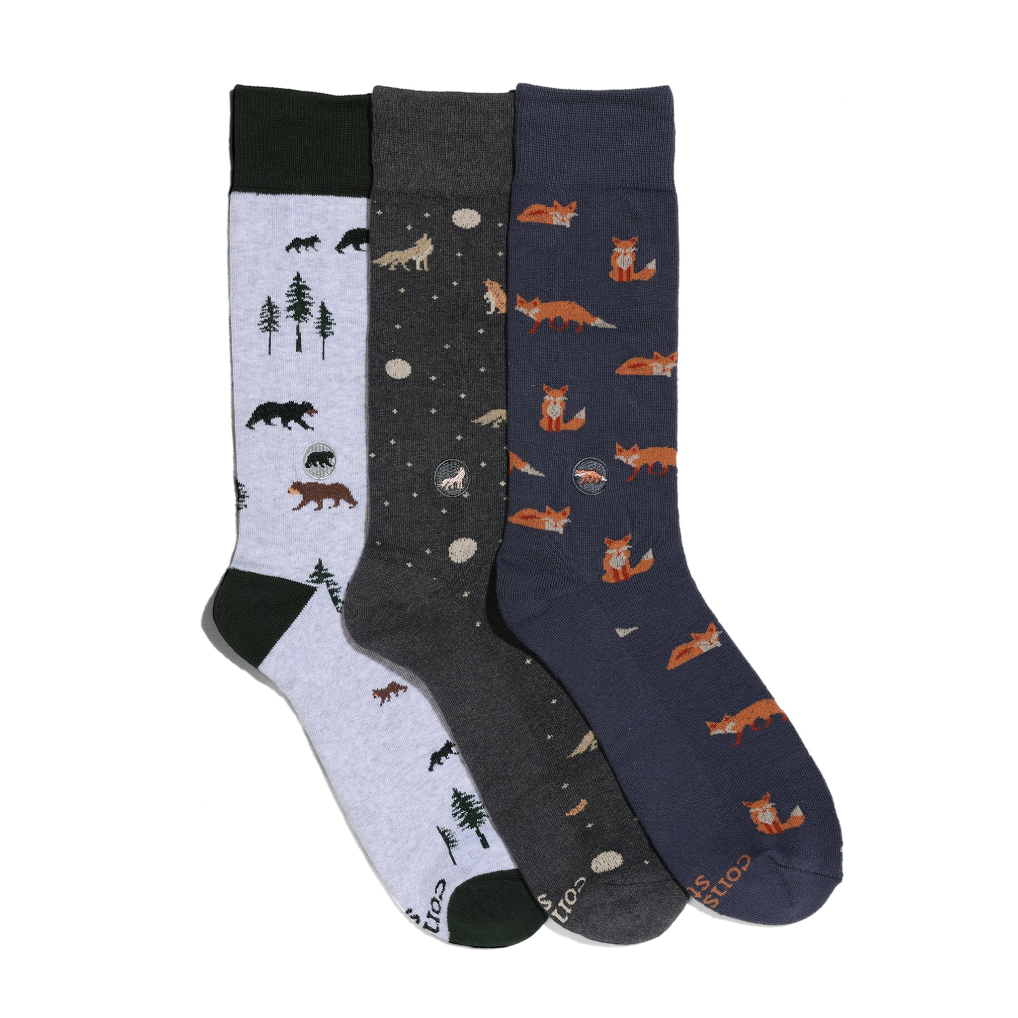 Protect National Parks Gift Box — organic cotton crew socks: bear, fox & wolf designs