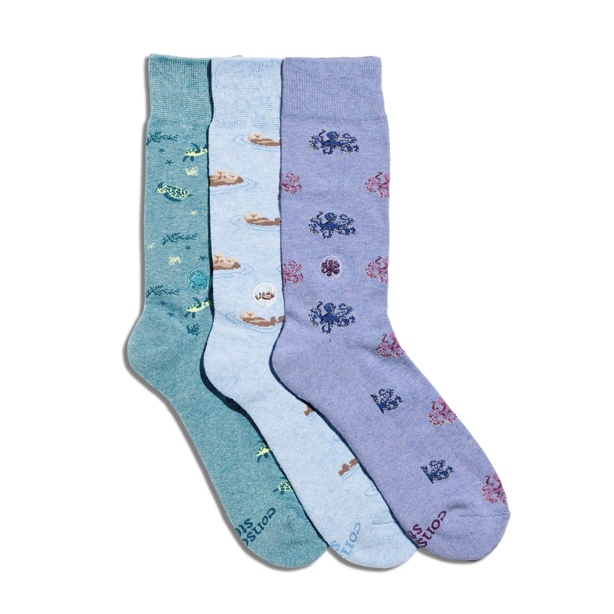 Protect Oceans Gift Box — organic cotton crew socks with sea turtles, octopuses & sea otters