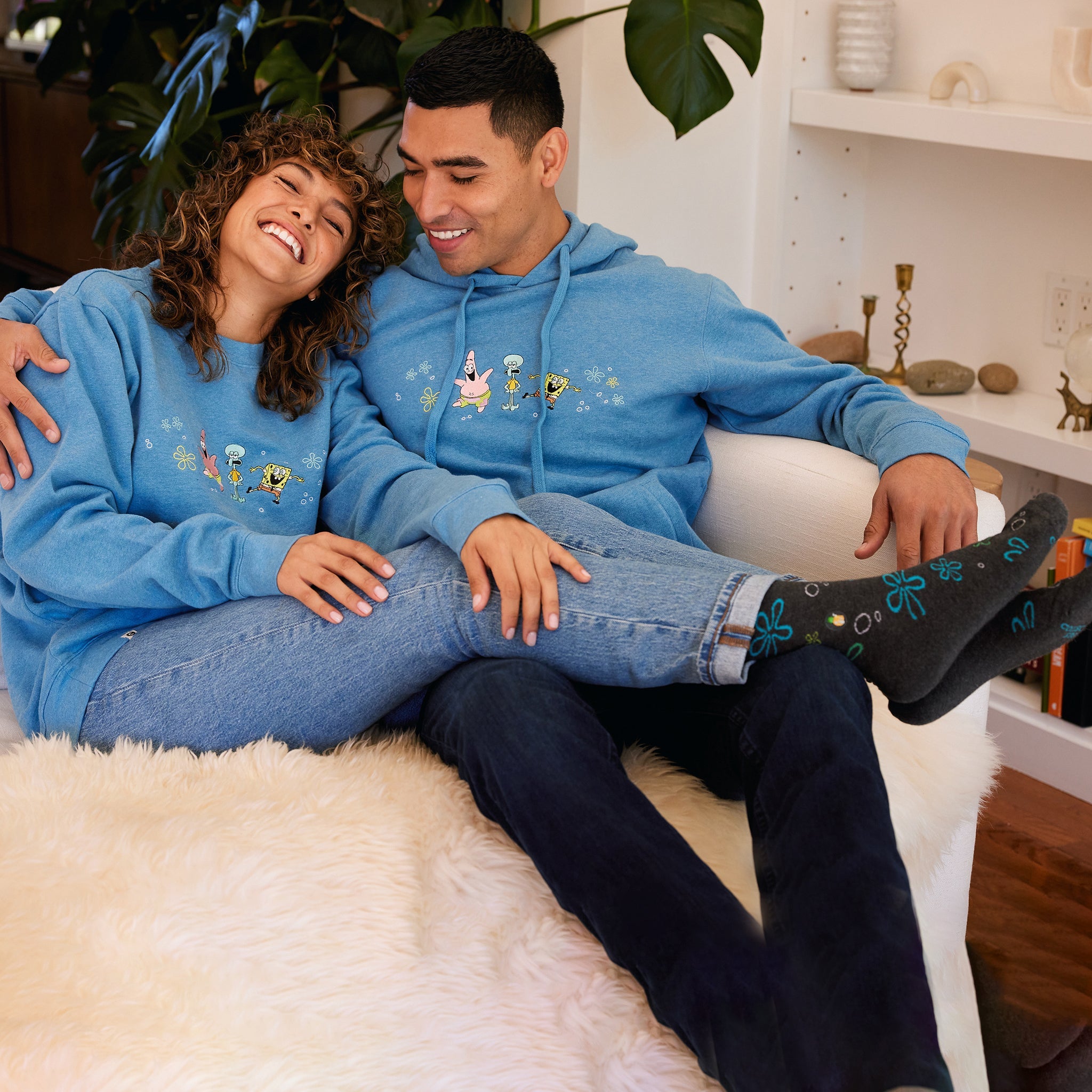 Blue organic cotton SpongeBob crewneck — Conscious Step