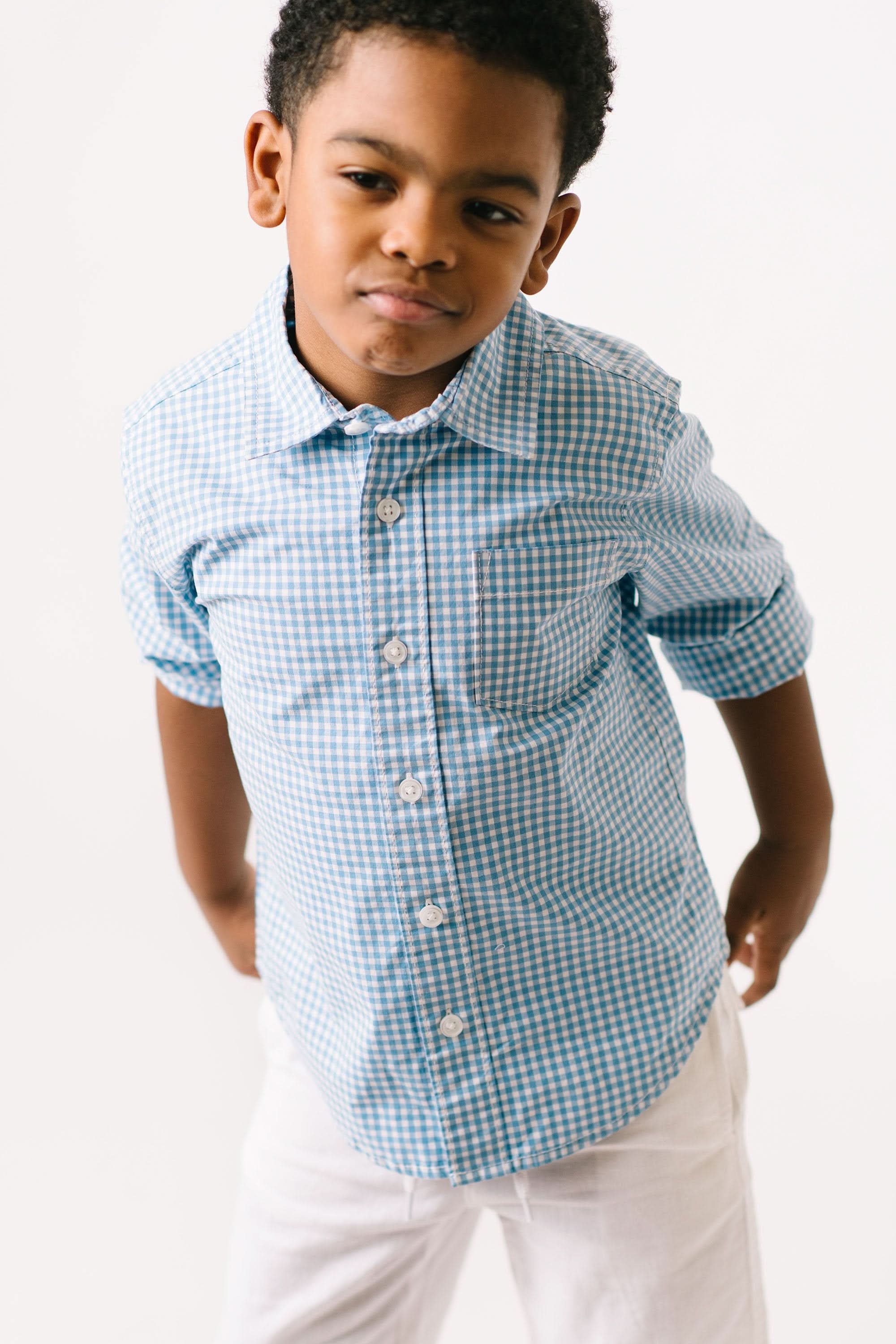 Stretch Poplin Organic Button Down Shirt - Baby
